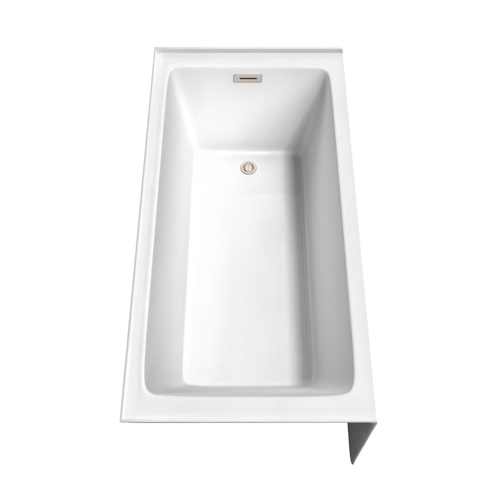 Grayley 60 inch Alcove Bathtub in White with Right-Hand Drain and Overflow Trim in Brushed Nickel