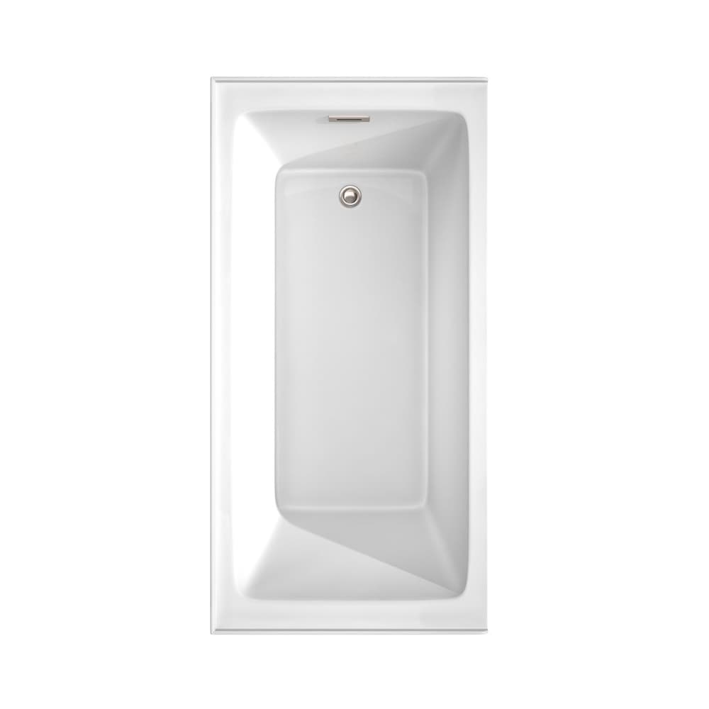 Grayley 60 inch Alcove Bathtub in White with Right-Hand Drain and Overflow Trim in Brushed Nickel