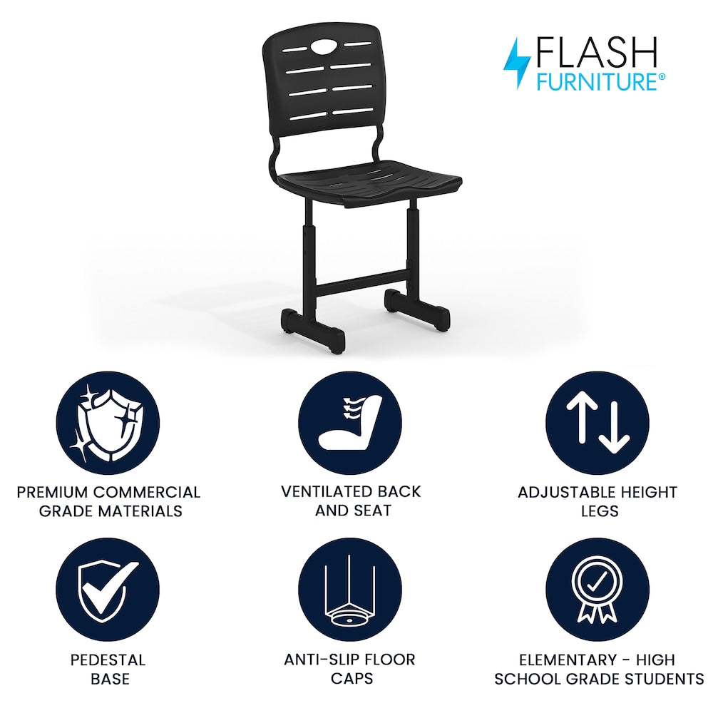 Chaise d'étudiant en plastique noir