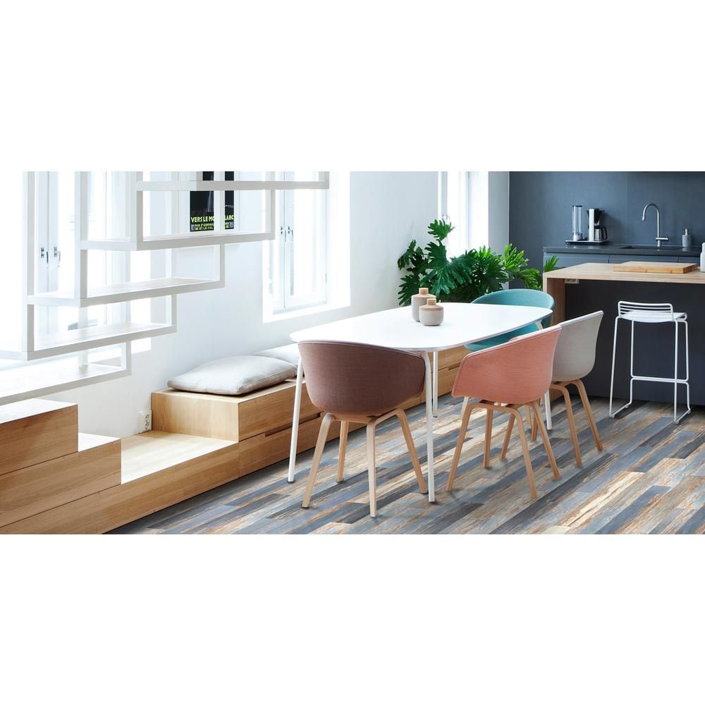 COLORS Floor-Wall Old Blue Sea Aged 6-inch x 36-inch Painted Style Luxury Vinyl Plank (30 sq. ft./ case)