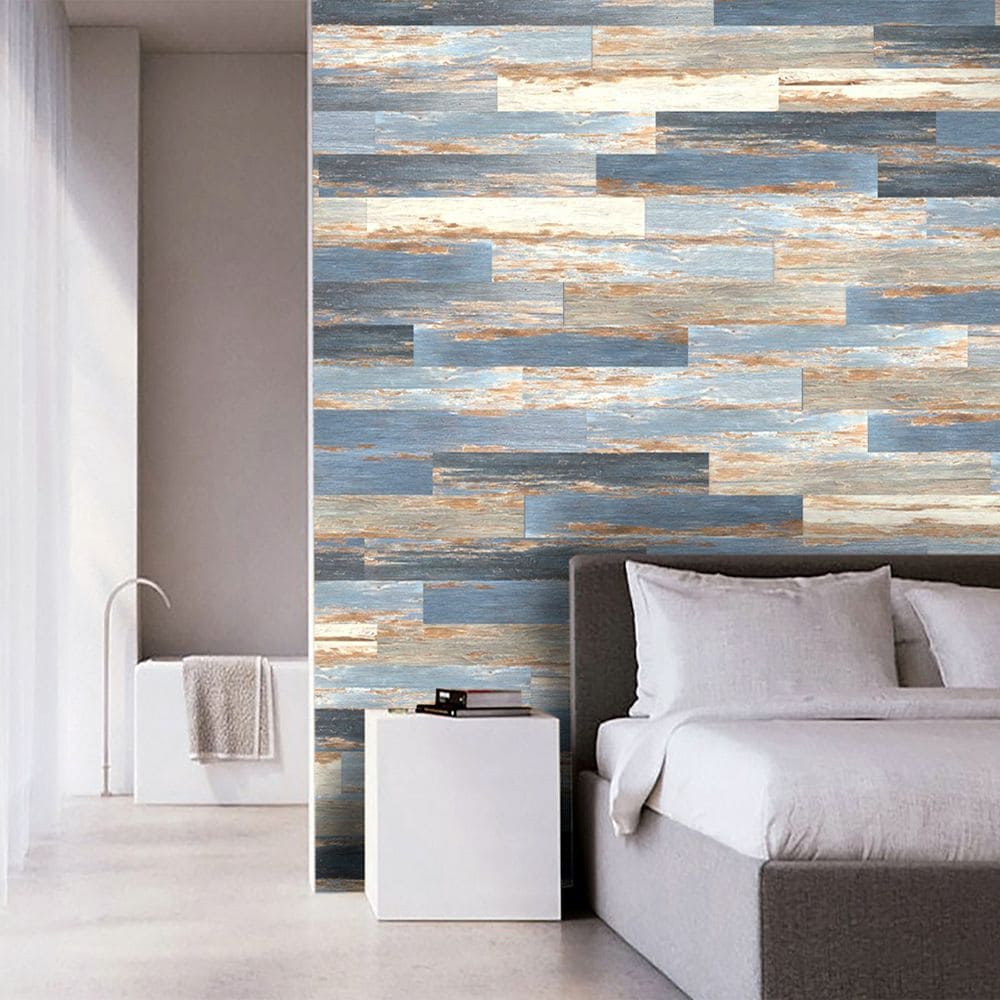 COLORS Floor-Wall Old Blue Sea Aged 6-inch x 36-inch Painted Style Luxury Vinyl Plank (30 sq. ft./ case)