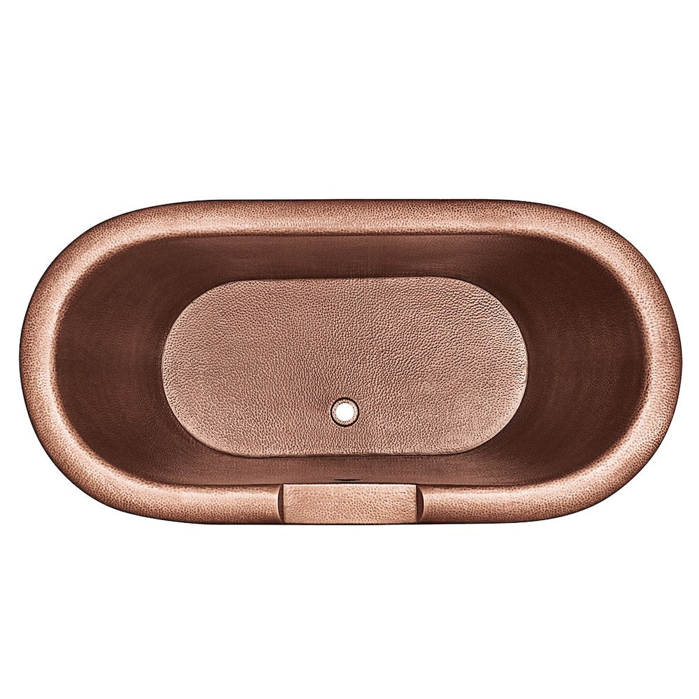 Thales 60 in. Copper Freestanding Bathtub with Overflow in Antique Copper