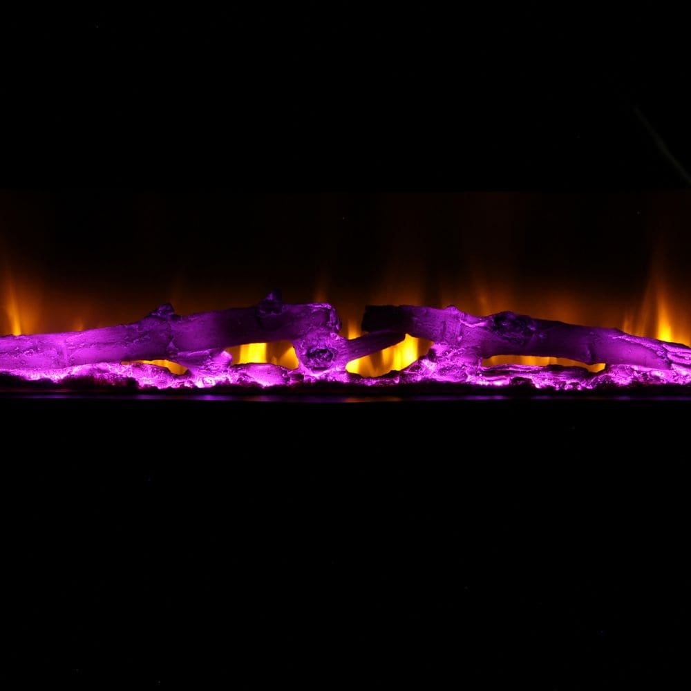 Foyer électrique mural incurvé de 48 po – Verre noir