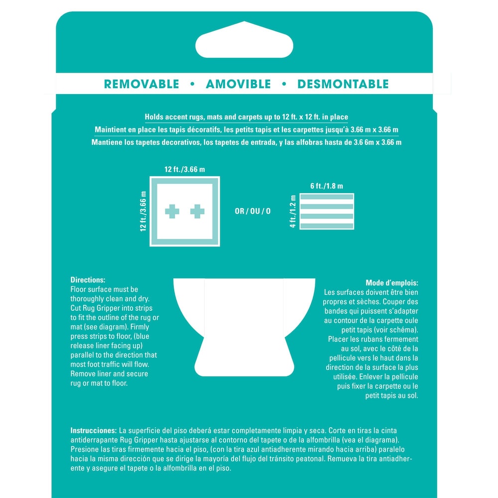 Ruban adhésif pour tapis et moquettes d'intérieur Rug Gripper 3 po x 60 pi pour installations amovibles