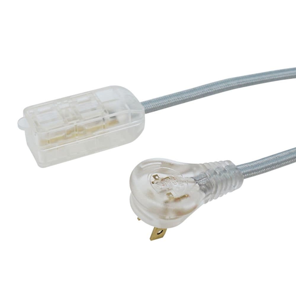 Rallonge intérieure de 8 pi 16/2 13 A avec extrémité éclairée en gris clair