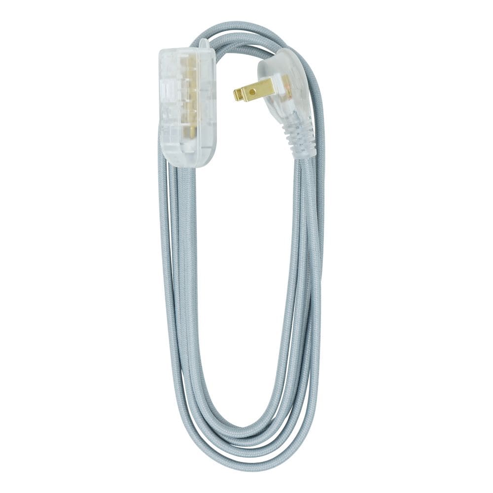 Rallonge intérieure de 8 pi 16/2 13 A avec extrémité éclairée en gris clair