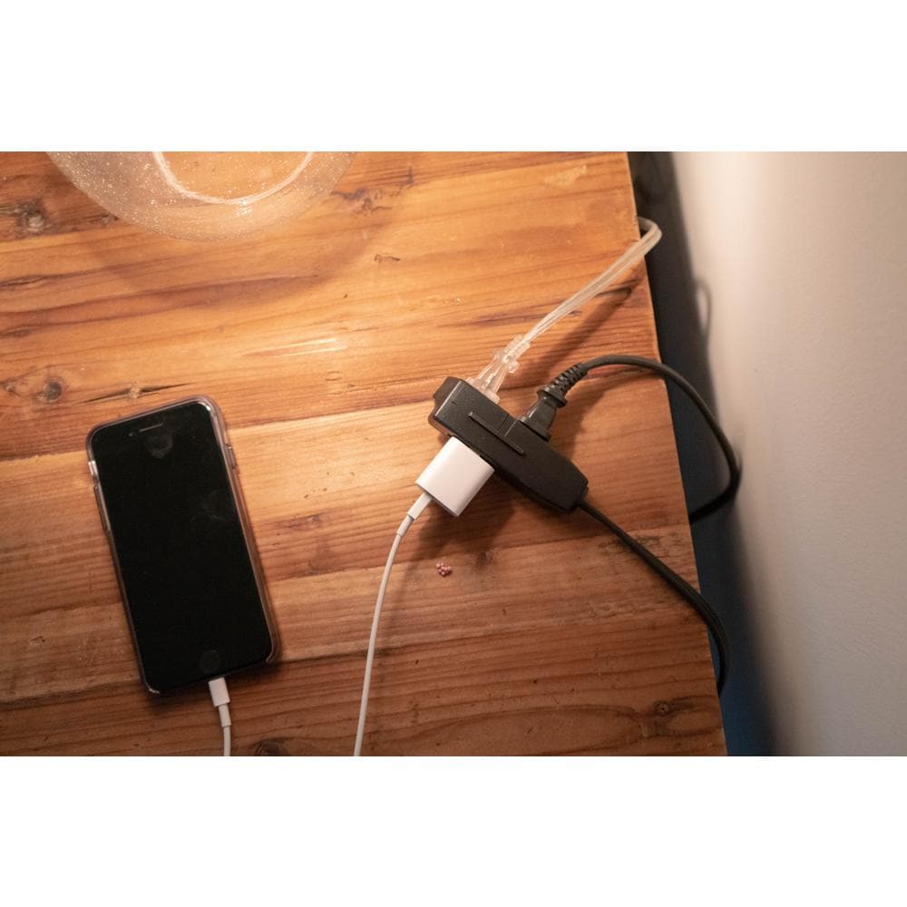 Rallonge intérieure de 8 pi 16/3 13 A avec fiche fine en noir