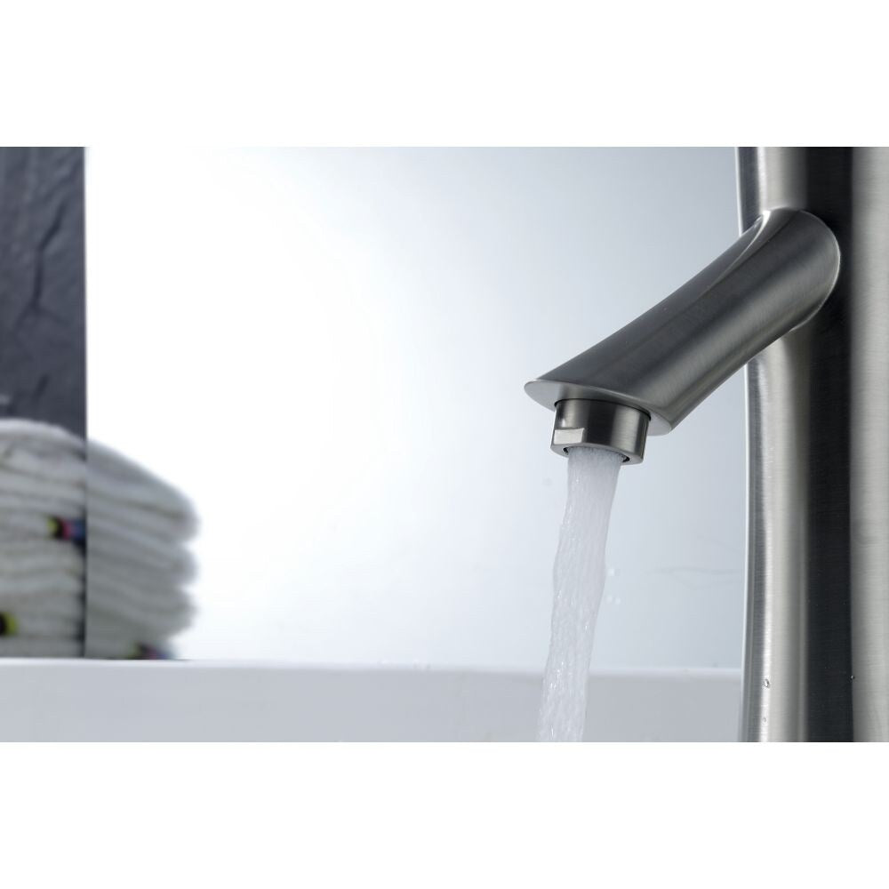 Saga Series Single Hole Single-Handle Low-Arc Bathroom Faucet in Brushed Nickel