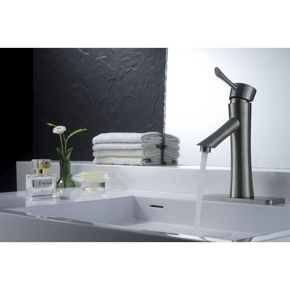 Saga Series Single Hole Single-Handle Low-Arc Bathroom Faucet in Brushed Nickel