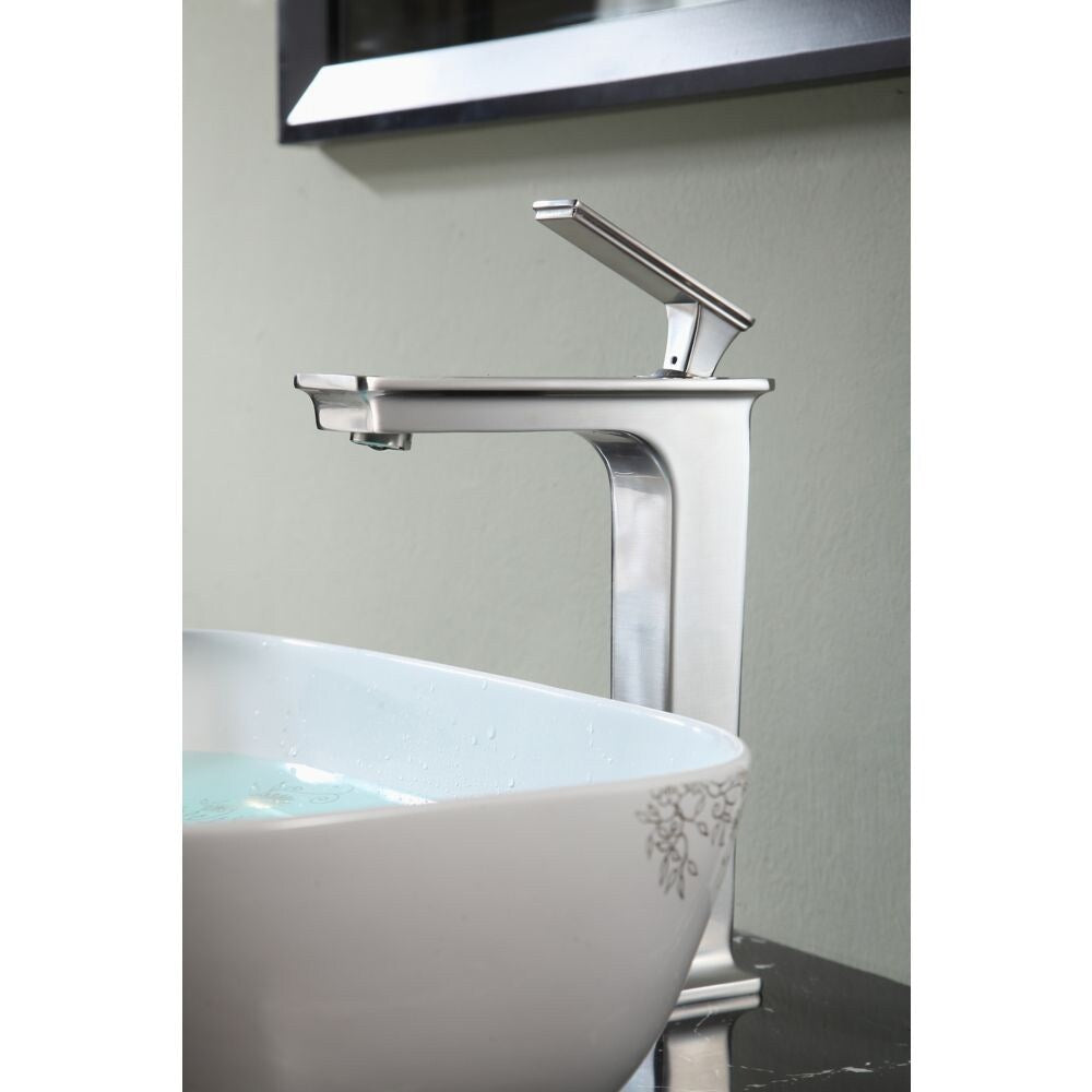 Saunter Single Hole Single-Handle Vessel Bathroom Faucet in Brushed Nickel