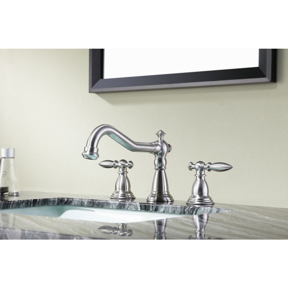 Robinet de lavabo de salle de bain à large entraxe de 8 pouces Patriarch en nickel brossé