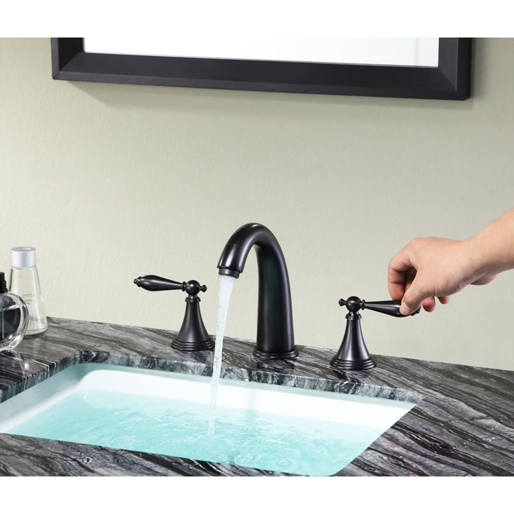 Robinet de salle de bain Queen de 8 pouces à 2 poignées en bronze huilé