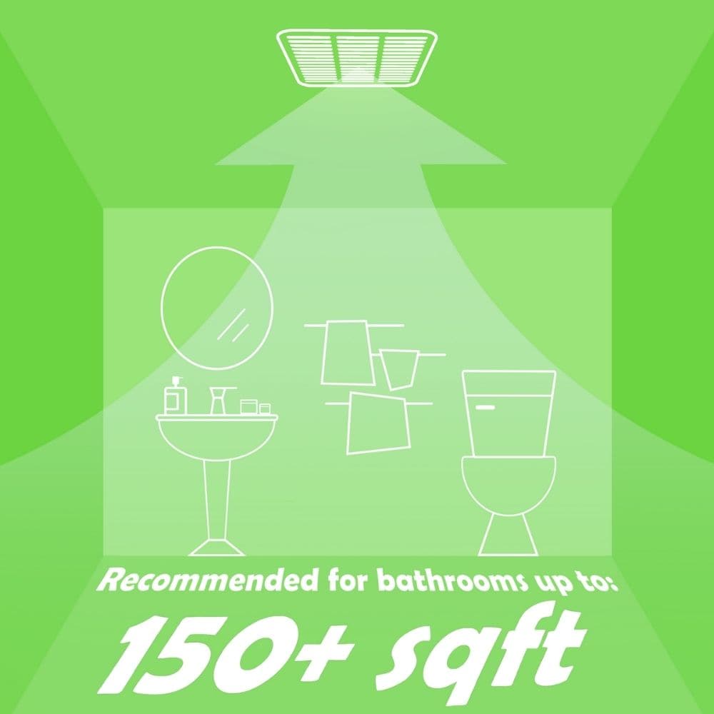 Signature Series, 150 CFM Ceiling Bathroom Exhaust Fan 0.5 Sone with LED Light, ENERGY STAR*