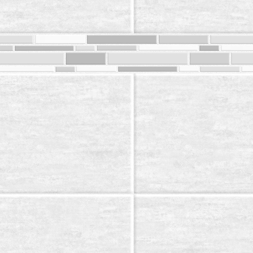 Ensemble de douche pour baignoire Utile de 60 po L x 30 po l x 80,5 po H avec baignoire en acrylique avec drain à droite, 1 étagère en verre et cadre/mur de baignoire avec finition Origin Arctik