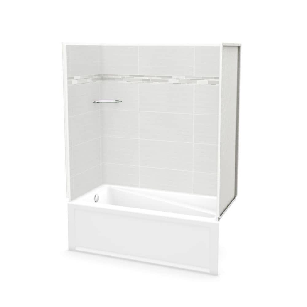 Utile 60 in. L x 30 in. W x 80.5 in. H Tub Shower Kit with Left Drain Acrylic Bathtub, 1 Glass Shelf & Origin Arctik Matte Finish Tub Surround/Wall