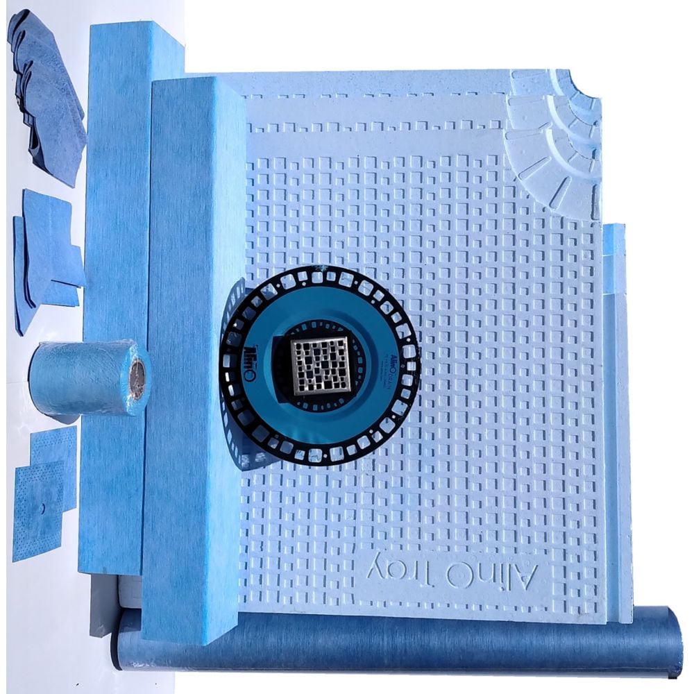 60x60-inch Square Shower Kit with ABS Center drain in Bright Clear