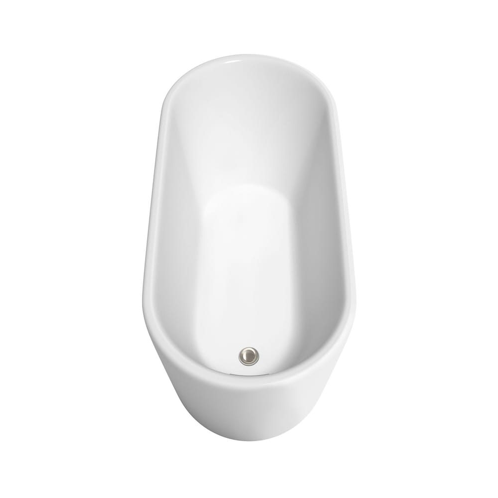 Ursula 59 inch Freestanding Bathtub in White with Floor Mounted Faucet and Trim in Brushed Nickel