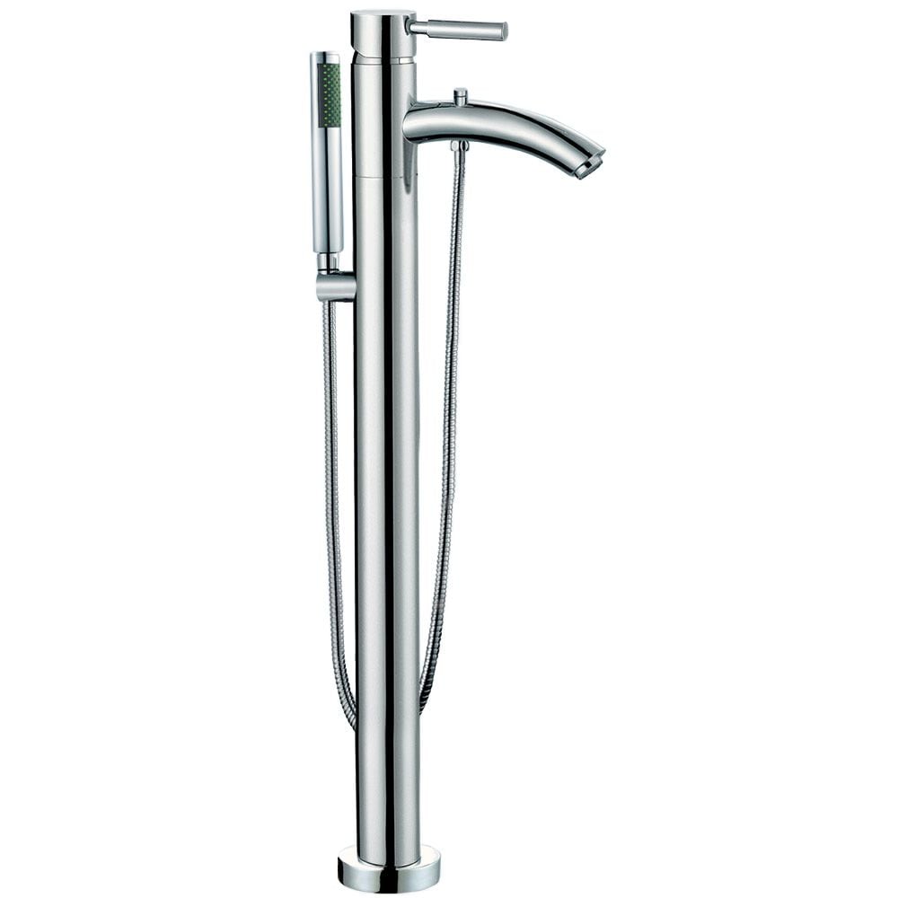 Carissa 60 inch Freestanding Bathtub in White with Floor Mounted Faucet and Trim in Polished Chrome