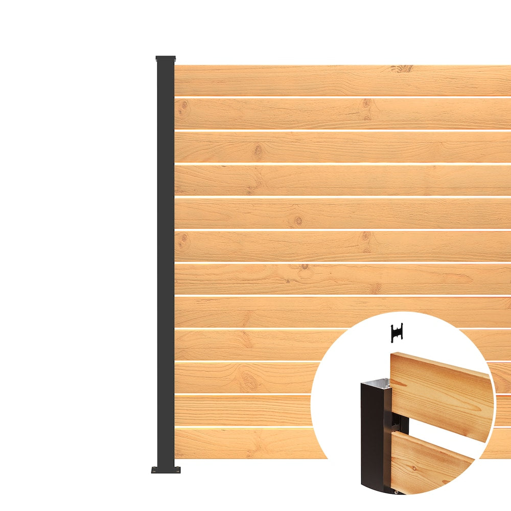 72" Aluminum Fence End Post & Hardware Kit Black ( Kit A6)