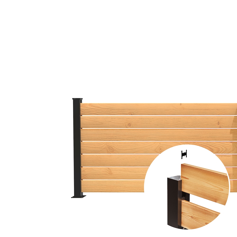 Ensemble de poteaux d'extrémité et de quincaillerie pour clôture en aluminium de 44 po, noir (kit A4)