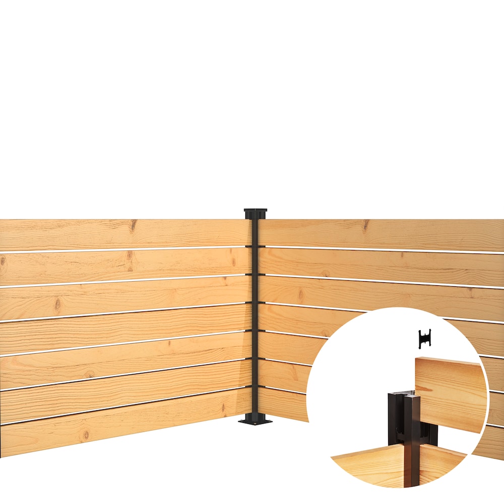 44" Aluminum Fence Corner Post & Hardware Kit Black ( Kit B4)