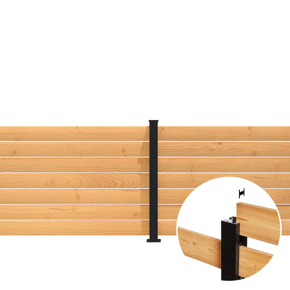 44" Aluminum Fence Line Post & Hardware Kit Black ( Kit C4)