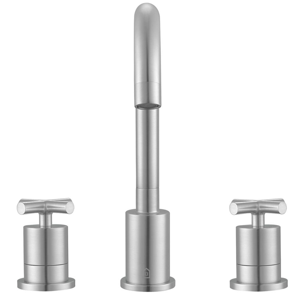 Ava 8-inch Widespread Cross 2-Handle Bathroom Faucet in Brushed Nickel Finish