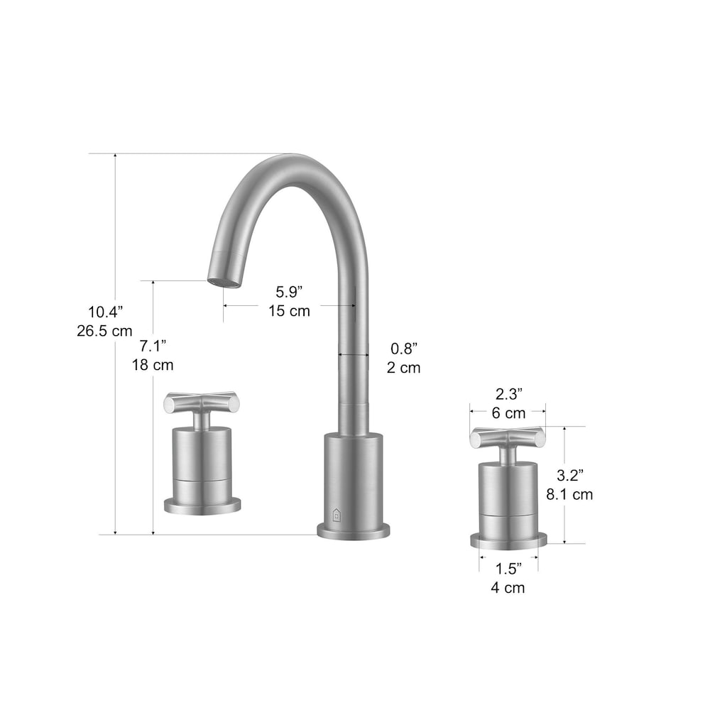 Ava 8-inch Widespread Cross 2-Handle Bathroom Faucet in Brushed Nickel Finish