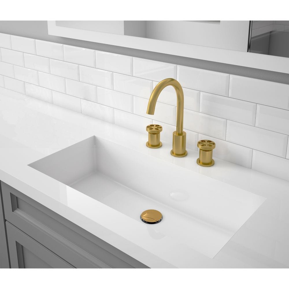 Nova 8-inch Widespread 2-Handle High Arc Spout Bathroom Faucet in Brushed Titanium Gold