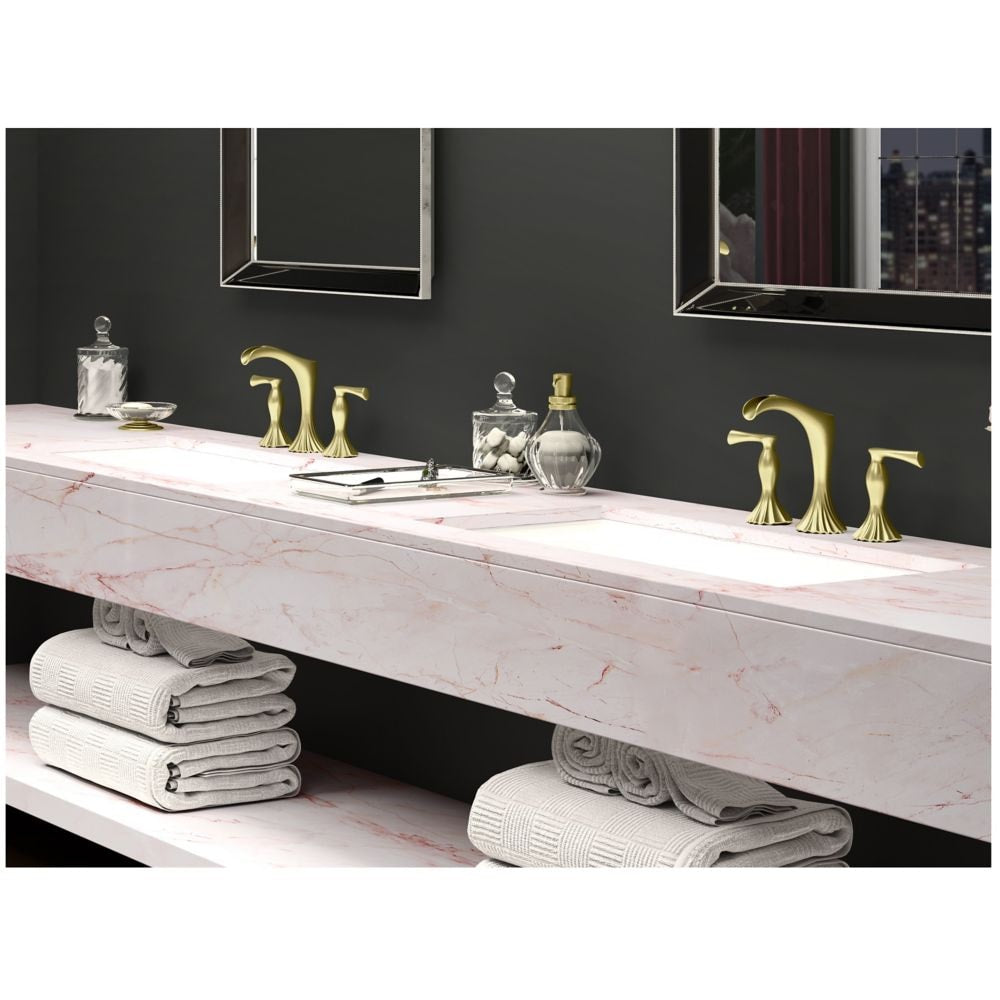 Rhen 2-Handle 8-inch Widespread Brushed Gold Bathroom Sink Faucet/Tap