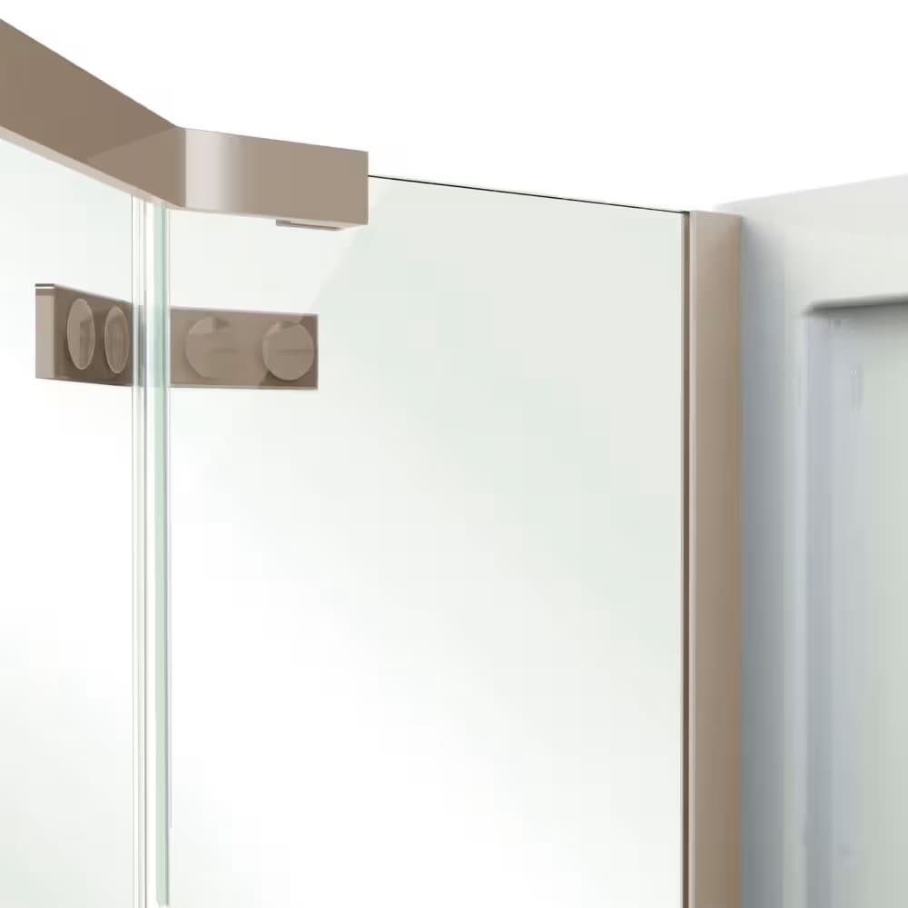 Davana 40 in. L x 40 in. W x 78.75 in. H Neo-Angle Corner Shower Kit Enclosure with Centre Drain Acrylic Base & Brushed Nickel Pivot Door (No Shower Wall)