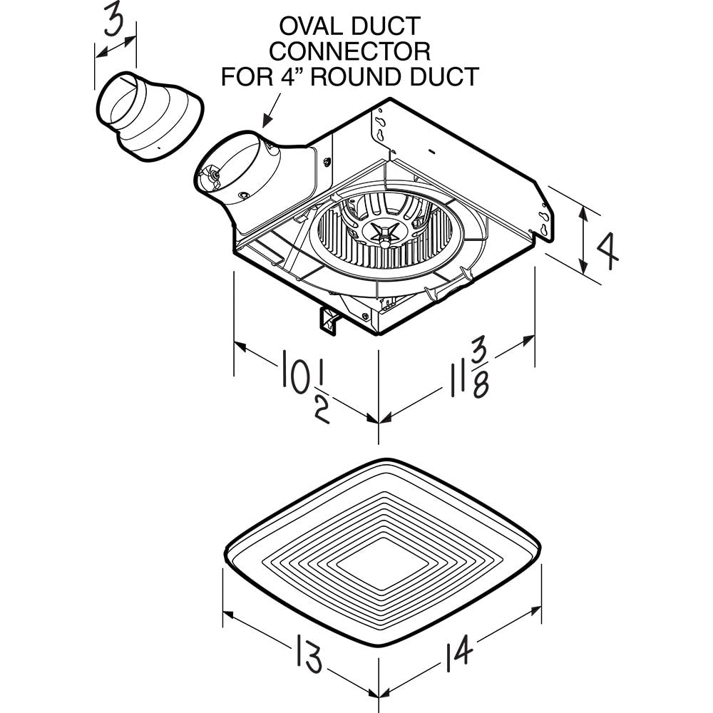 LoProfile, 80 CFM, 1,0 Sone Bathroom Fan (for bathrooms up to 75 sq. ft.)