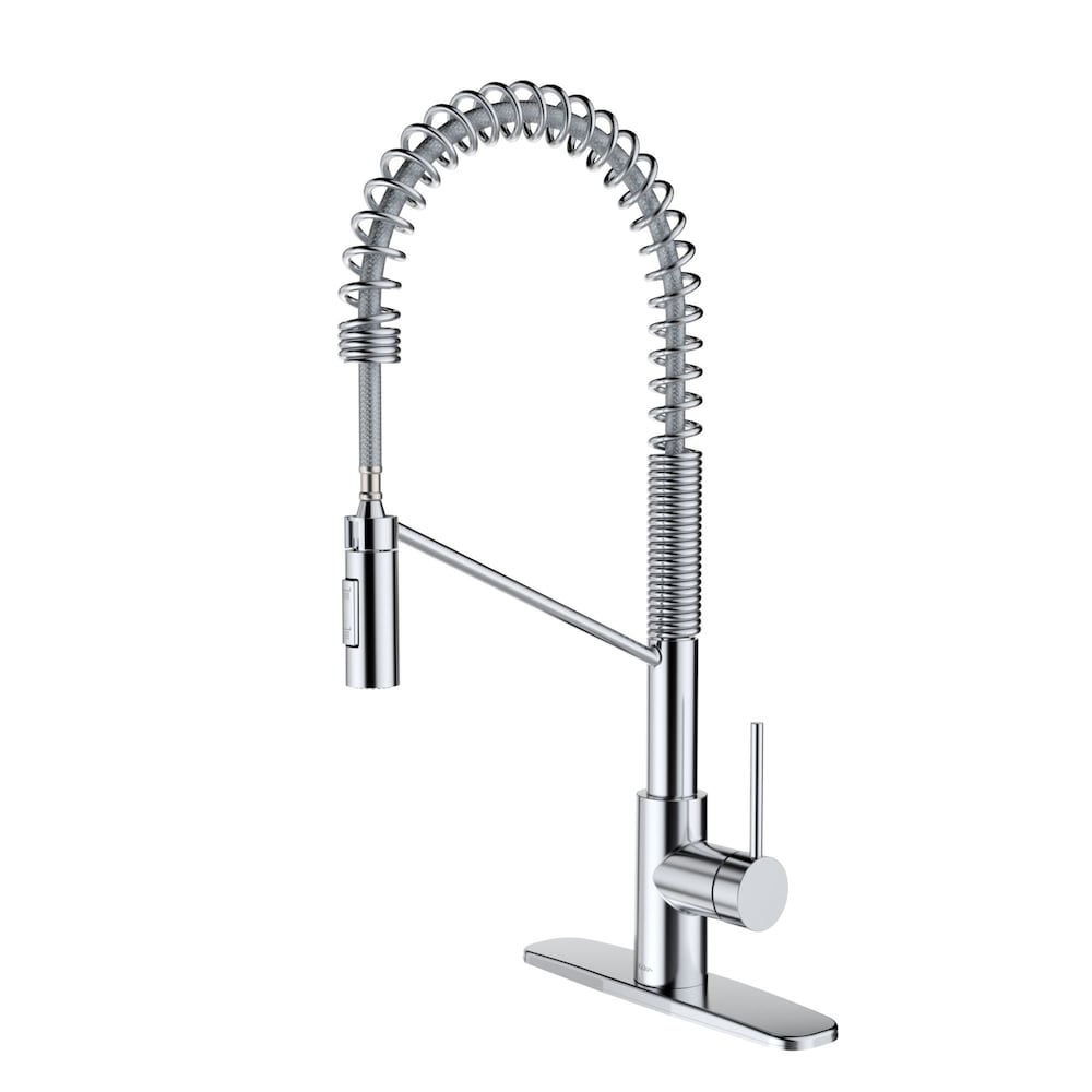 Robinet de cuisine commercial à poignée unique et pulvérisateur rétractable Oletto en chrome