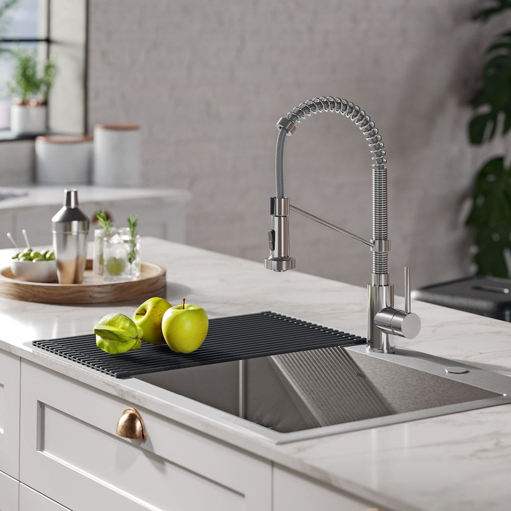 Single Handle 18-Inch Faucet with Pull-Down Sprayhead in Chrome Finish