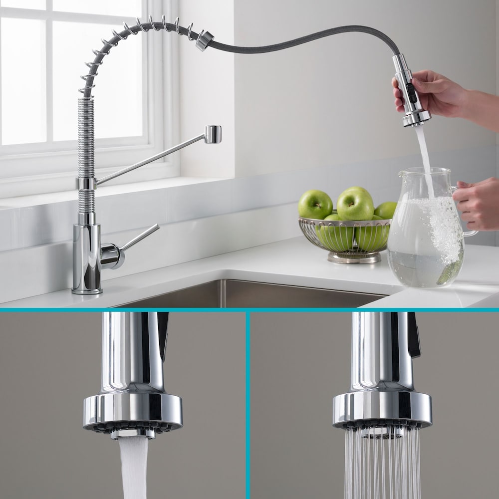 Single Handle 18-Inch Faucet with Pull-Down Sprayhead in Chrome Finish