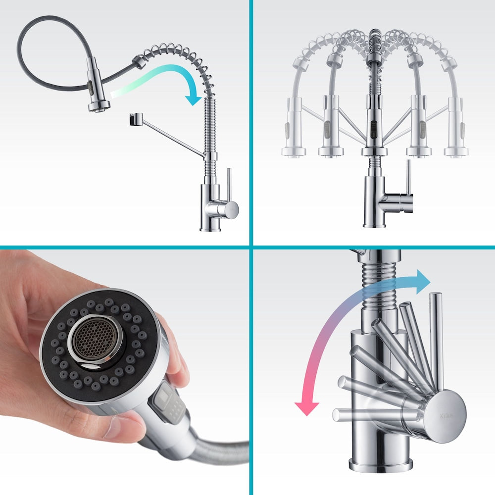 Single Handle 18-Inch Faucet with Pull-Down Sprayhead in Chrome Finish