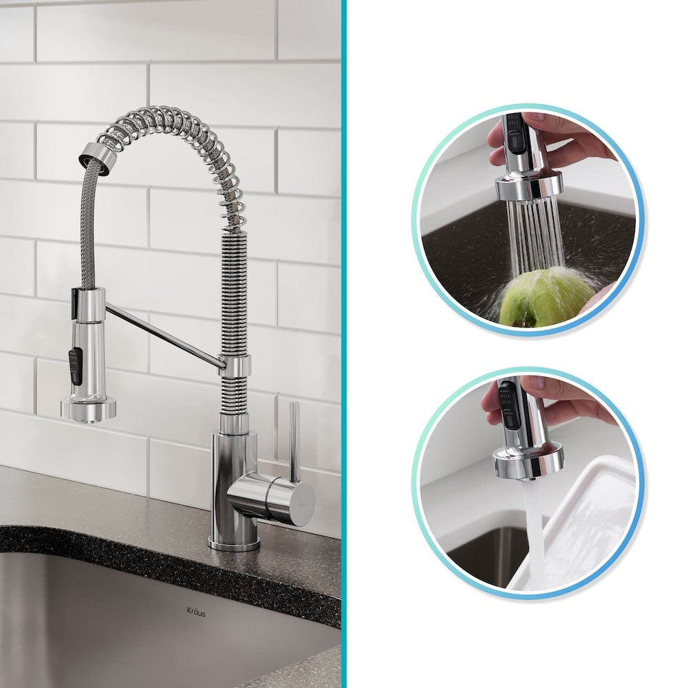 Single Handle 18-Inch Faucet with Pull-Down Sprayhead in Chrome Finish