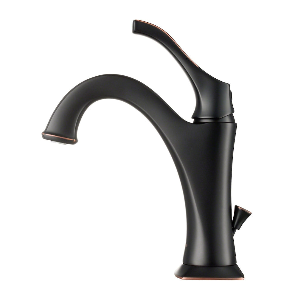 Arlo Oil Rubbed Bronze Single Handle Basin Bathroom Faucet with Lift Rod Drain and Deck Plate