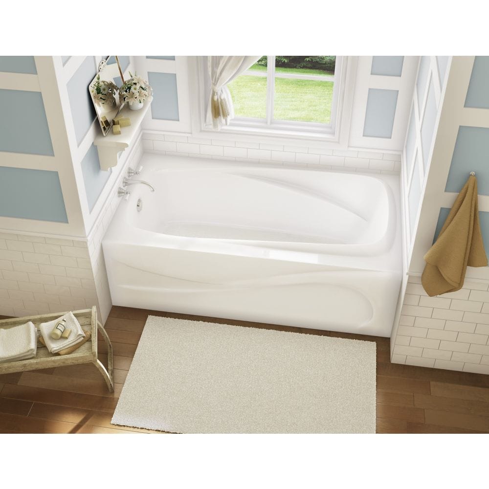 Santorini 60L x 32W x 18.75H Acrylic Rectangular Alcove Bathtub, Left Drain, in White with Built-In Armrests, 11.5-inch Soaking Depth