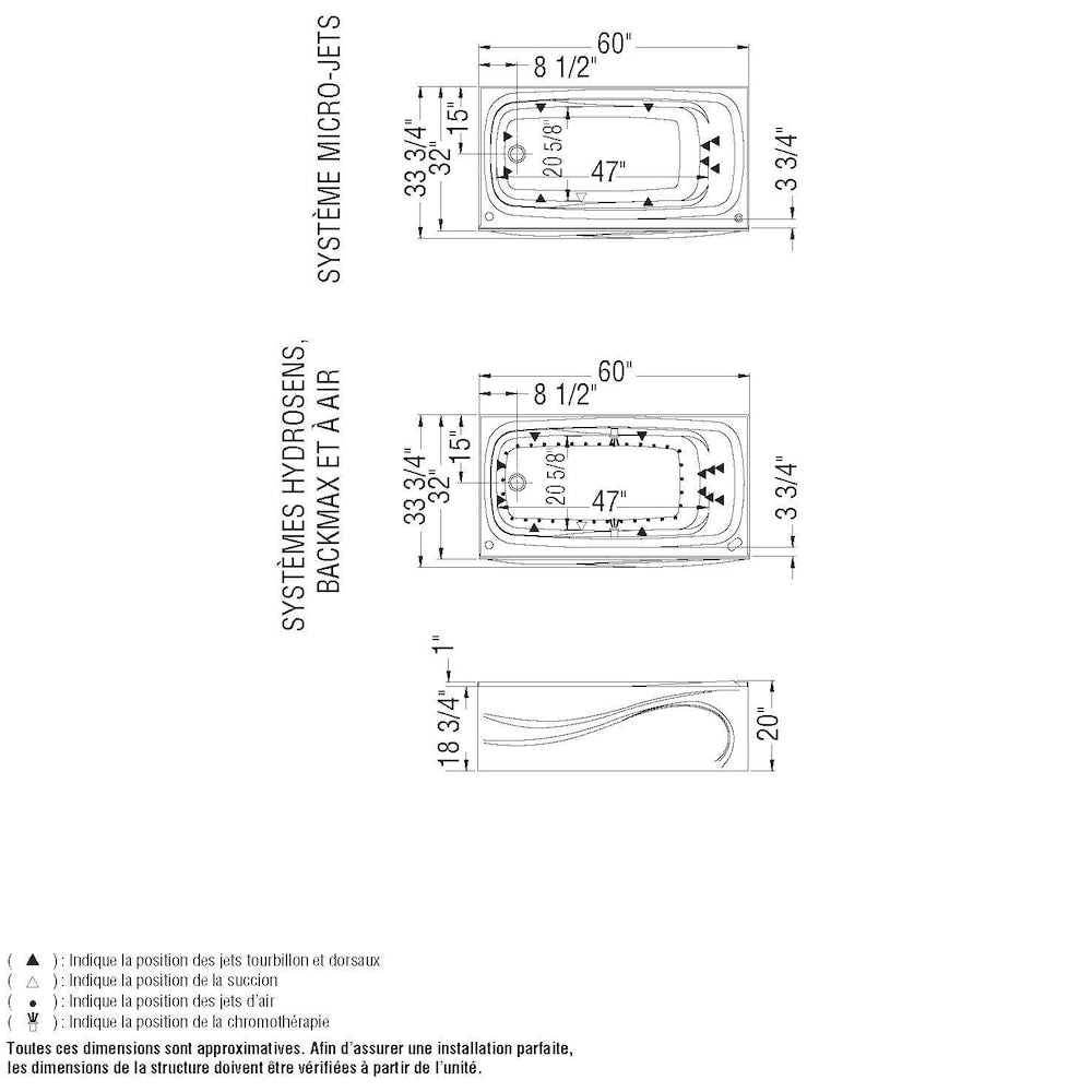Santorini 60L x 32W x 18.75H Acrylic Rectangular Alcove Bathtub, Right Drain, in White with Built-In Armrests, 11.5-inch Soaking Depth