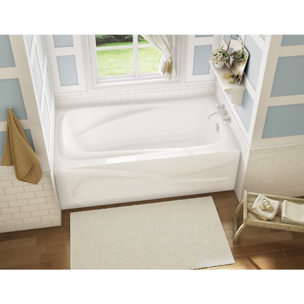 Santorini 60L x 32W x 18.75H Acrylic Rectangular Alcove Bathtub, Right Drain, in White with Built-In Armrests, 11.5-inch Soaking Depth