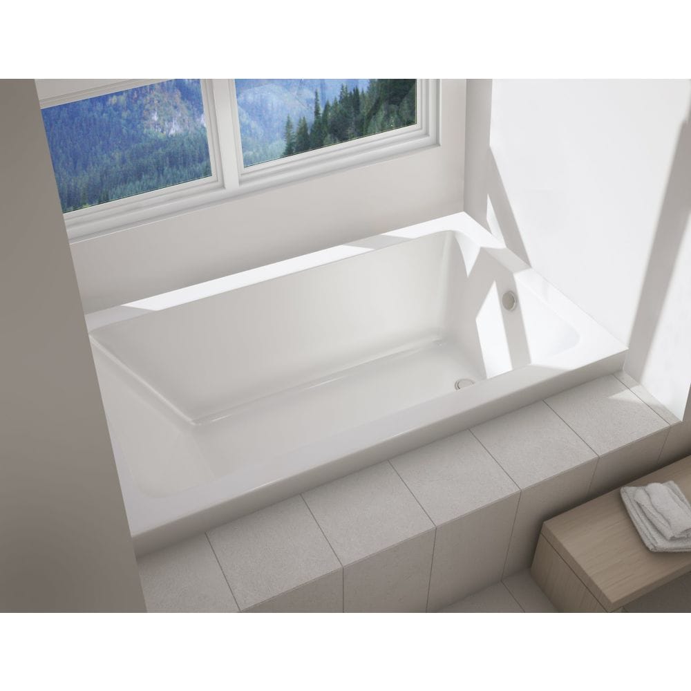 Skybox IF 66L x 36W x 23H Acrylic Rectangular Alcove Bathtub, Right Drain, with Tiling Flange in White, 16-inch Soaking Depth