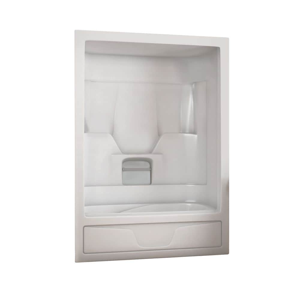 Cabine de douche en acrylique Aspen 3 pièces de 60 po L x 31 po l x 85 po H avec baignoire à drain droit, contour/mur de baignoire, étagères intégrées et capuchon de toit