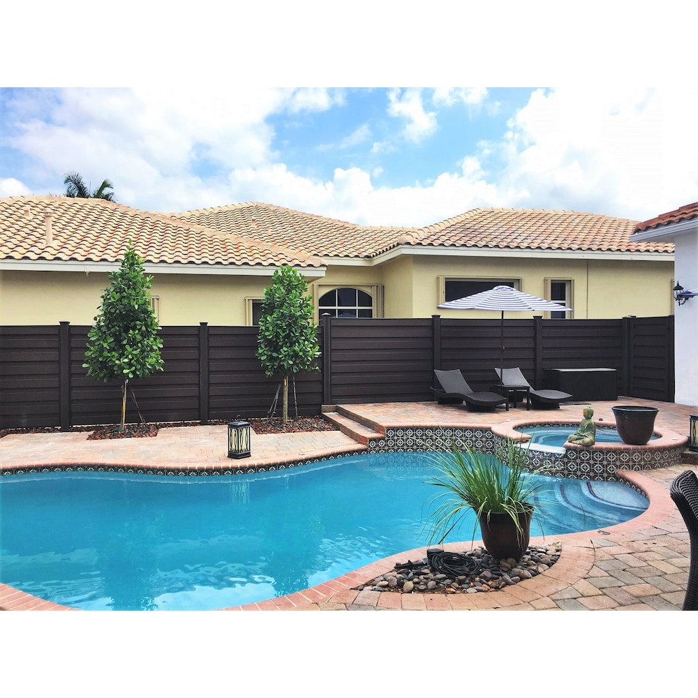 6 ft . X 8 ft. Trex Horizons Woodland Brown Fence Panel Kit 5-Pack