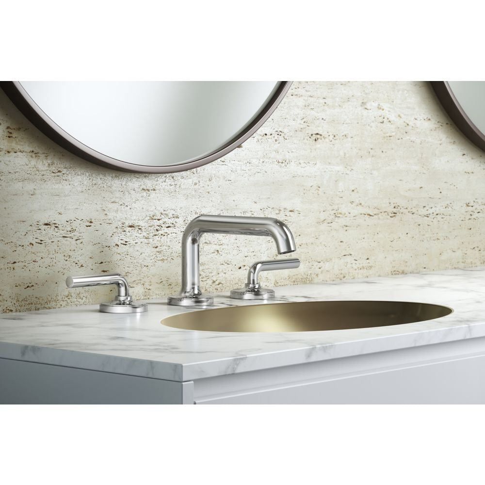 Robinet de lavabo de salle de bain Tenet à 2 poignées et à large bec de 8 pouces en chrome poli