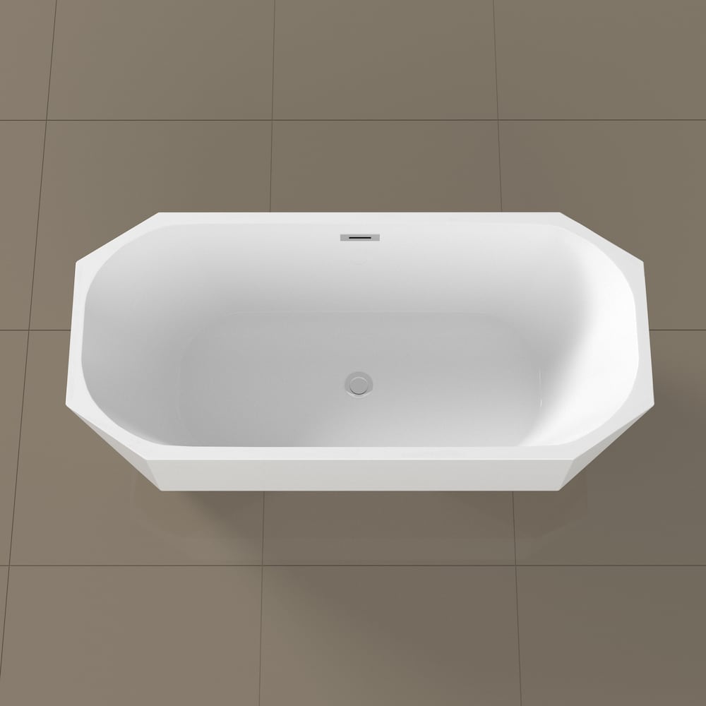 Baignoire autoportante Streamline N-10220-63FSWH-FM de 63 pouces avec drain interne