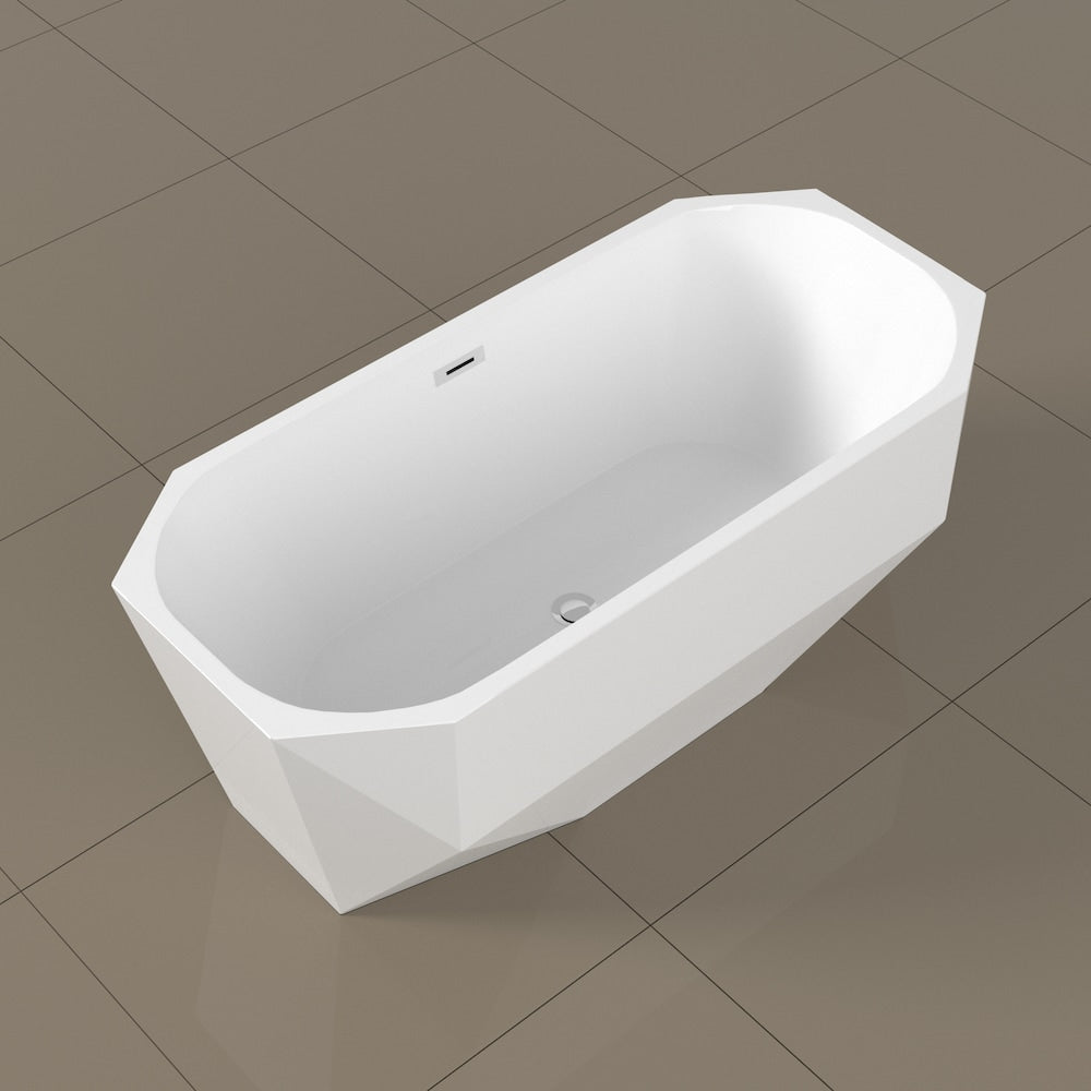 Baignoire autoportante Streamline N-10220-63FSWH-FM de 63 pouces avec drain interne