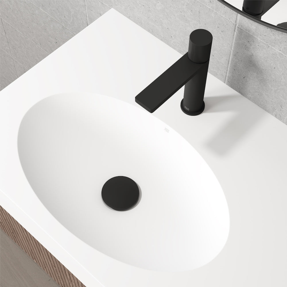 Bonde escamotable pour lavabo de salle de bain avec trop-plein en noir mat