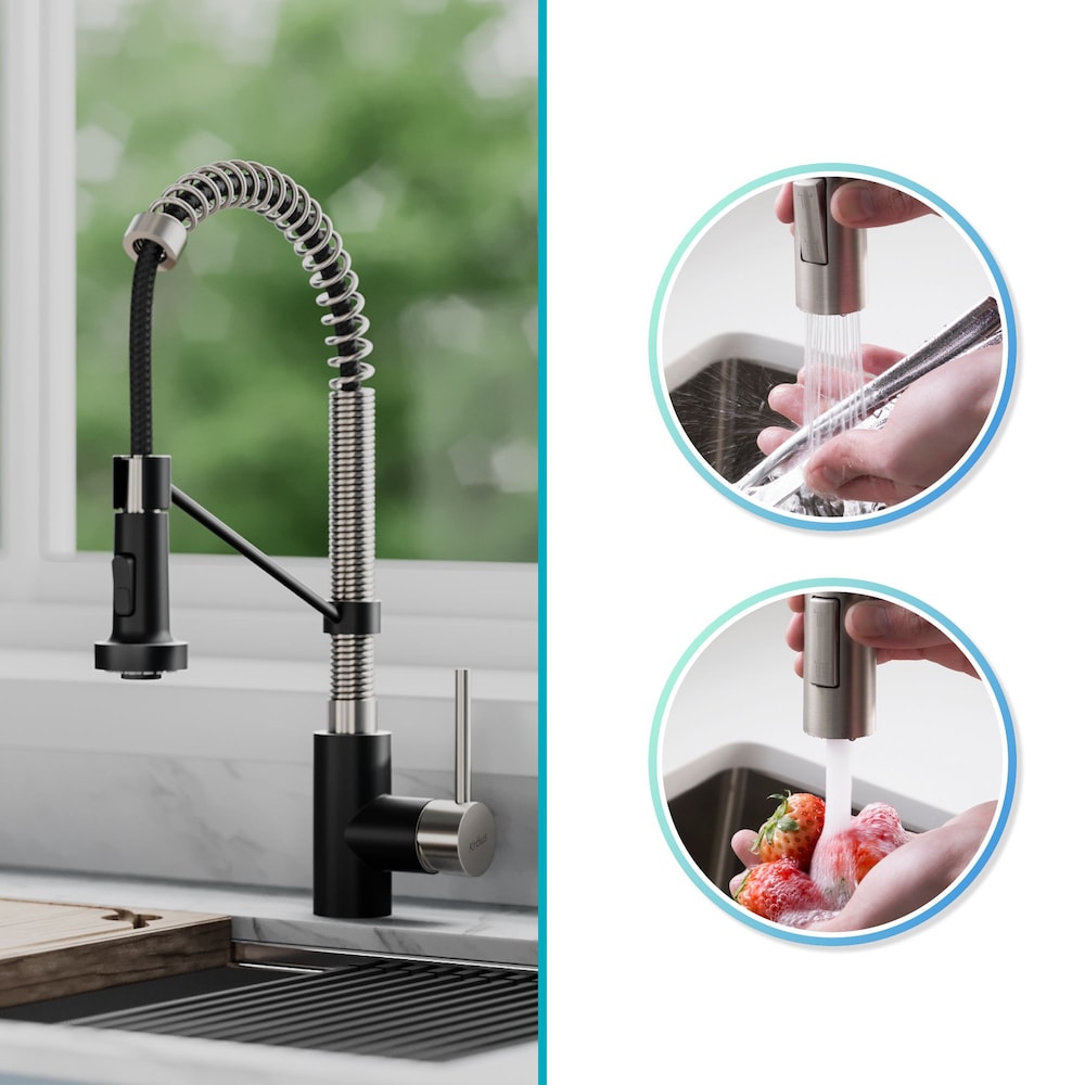 Single Handle Faucet with Dual Function Pull-Down Sprayer in Matte Black