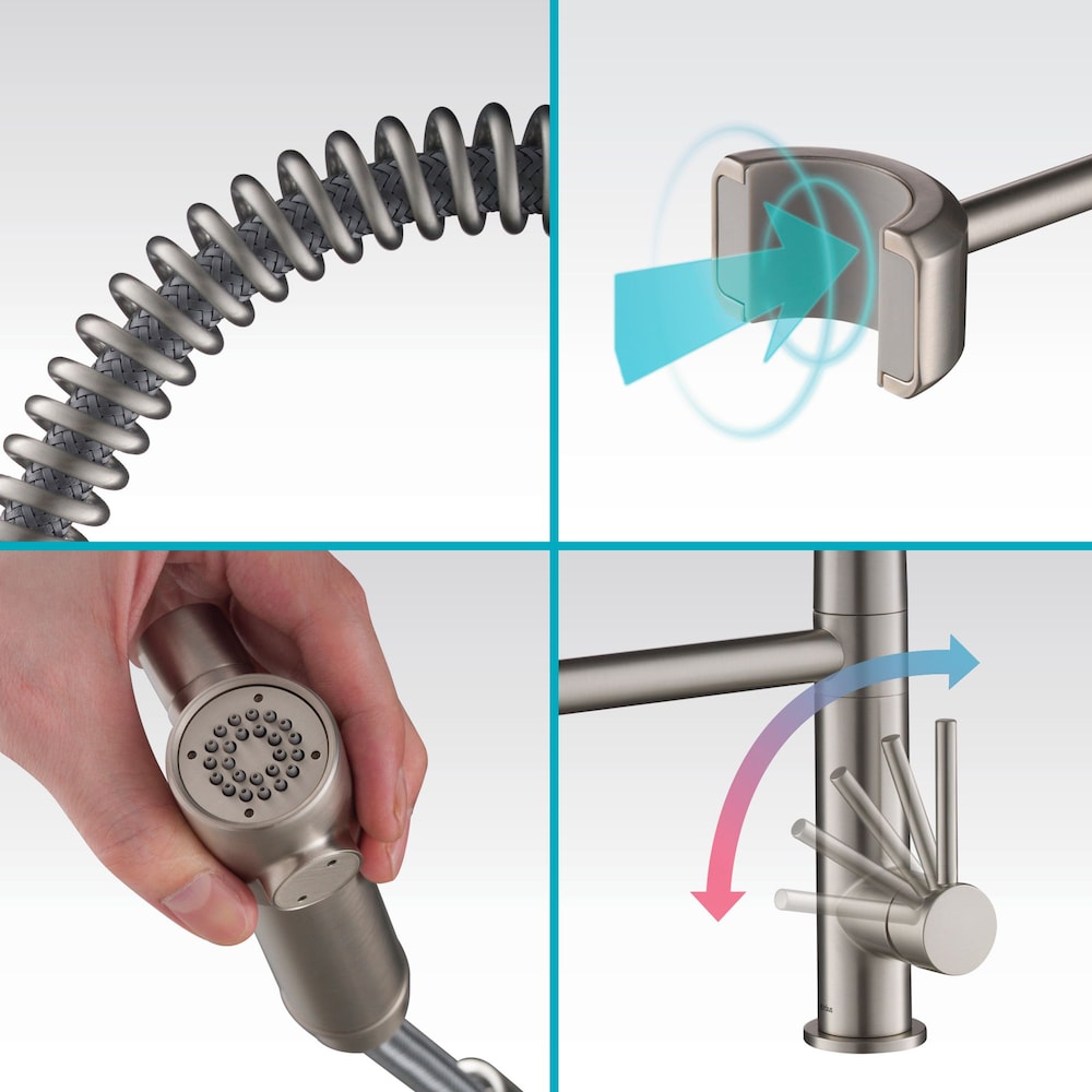 Robinet de cuisine à poignée unique avec pulvérisateur de pré-rinçage et remplisseur de casserole